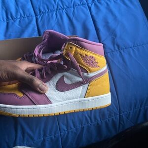 Nike Air Jordan High-Tops - Purple, Yellow, and White